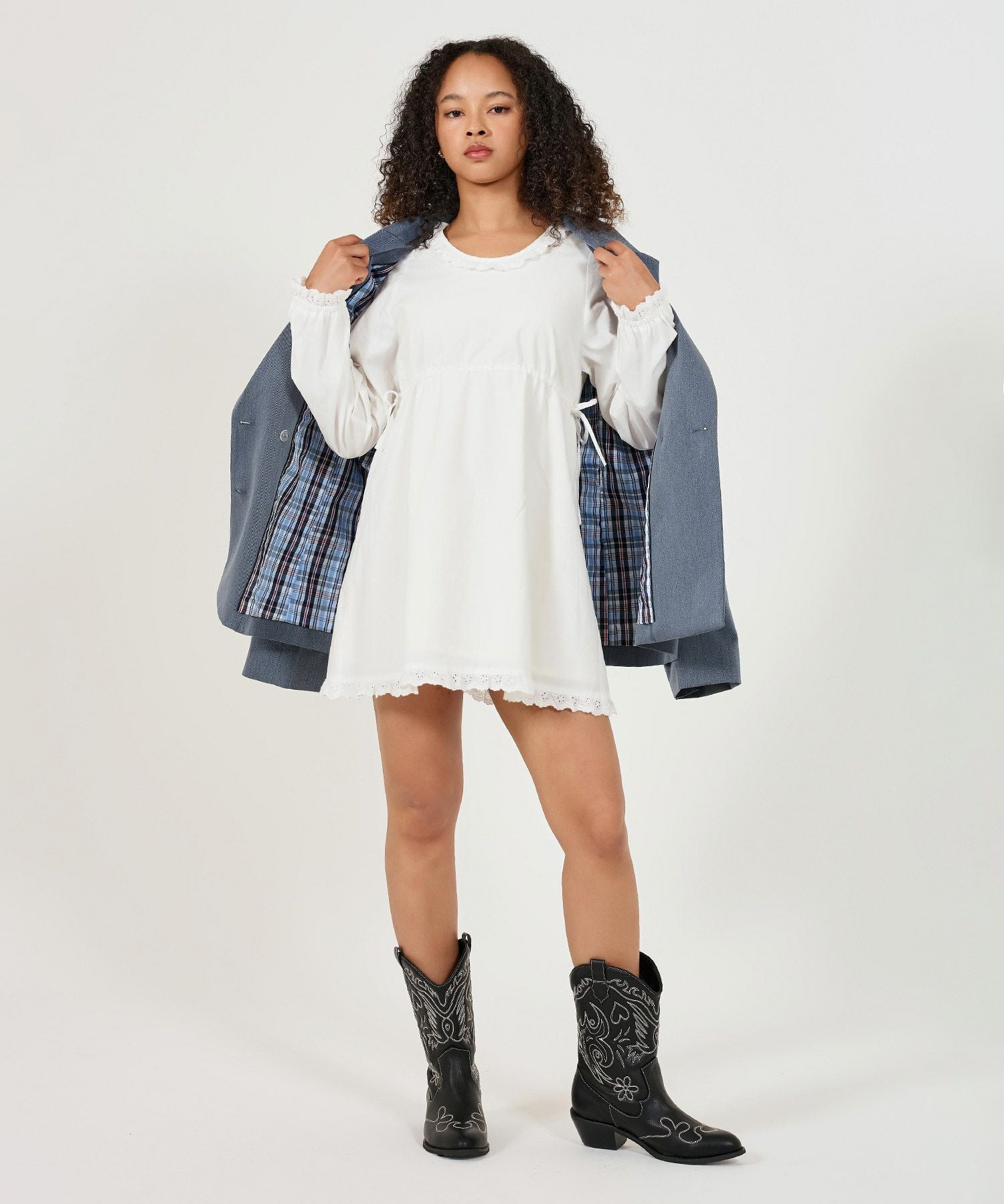 限定Price！SALE コットンレース付き ミニ丈ワンピース TINA：JOJUN 全