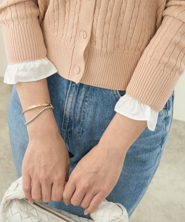 ニットトップスレディースカーディガン長袖ケーブル編みオフィスきれいめかわいいおしゃれ白ジョイントスペース