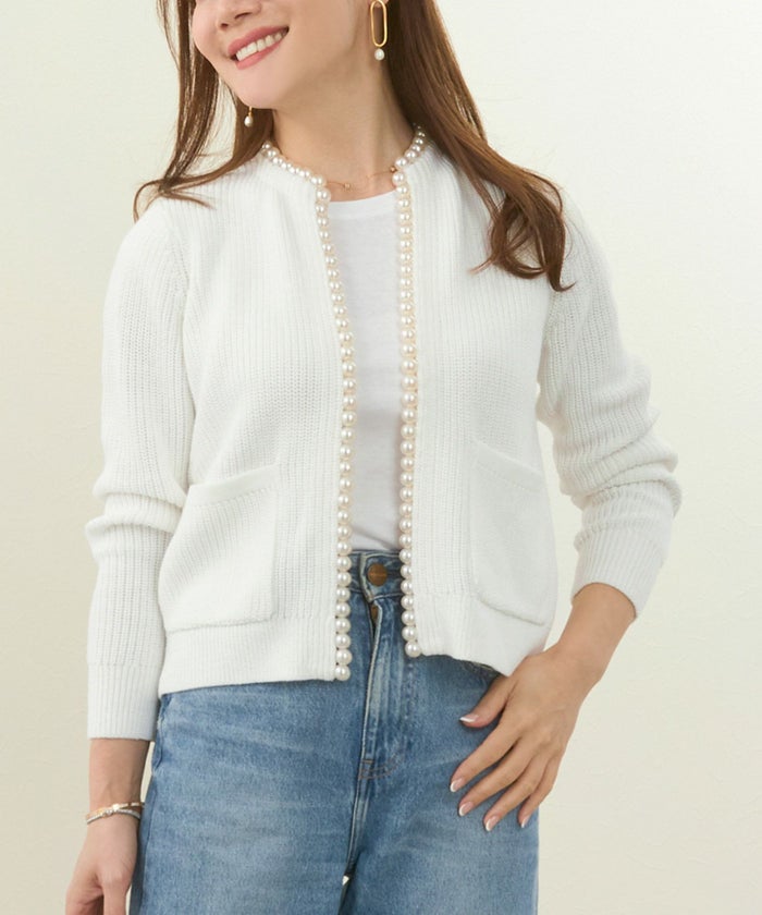 ニットトップスレディースざっくり畦編みカーディガン長袖洗えるオフィスきれいめかわいいおしゃれ色白黒ジョイントスペース