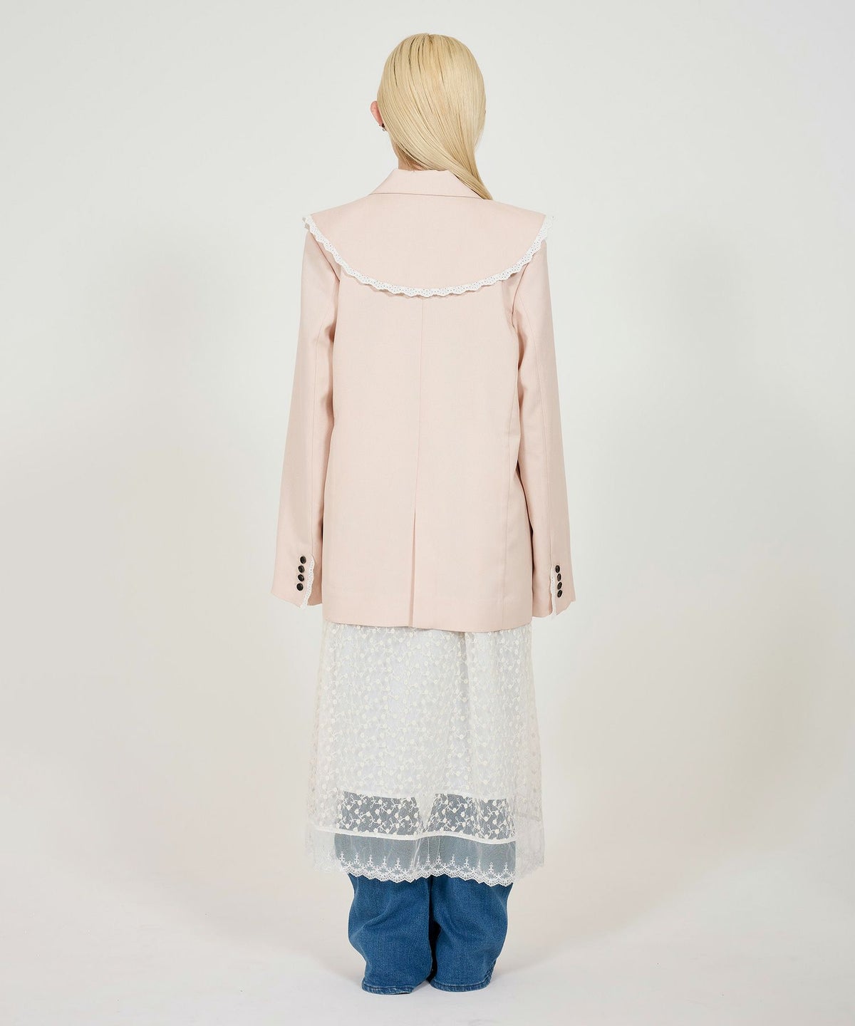 ジャケット/アウター/ダブルブレストジャケット/レース付き/春物