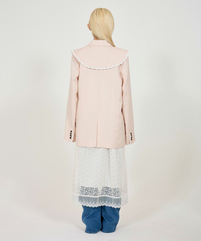 ジャケット/アウター/ダブルブレストジャケット/レース付き/春物