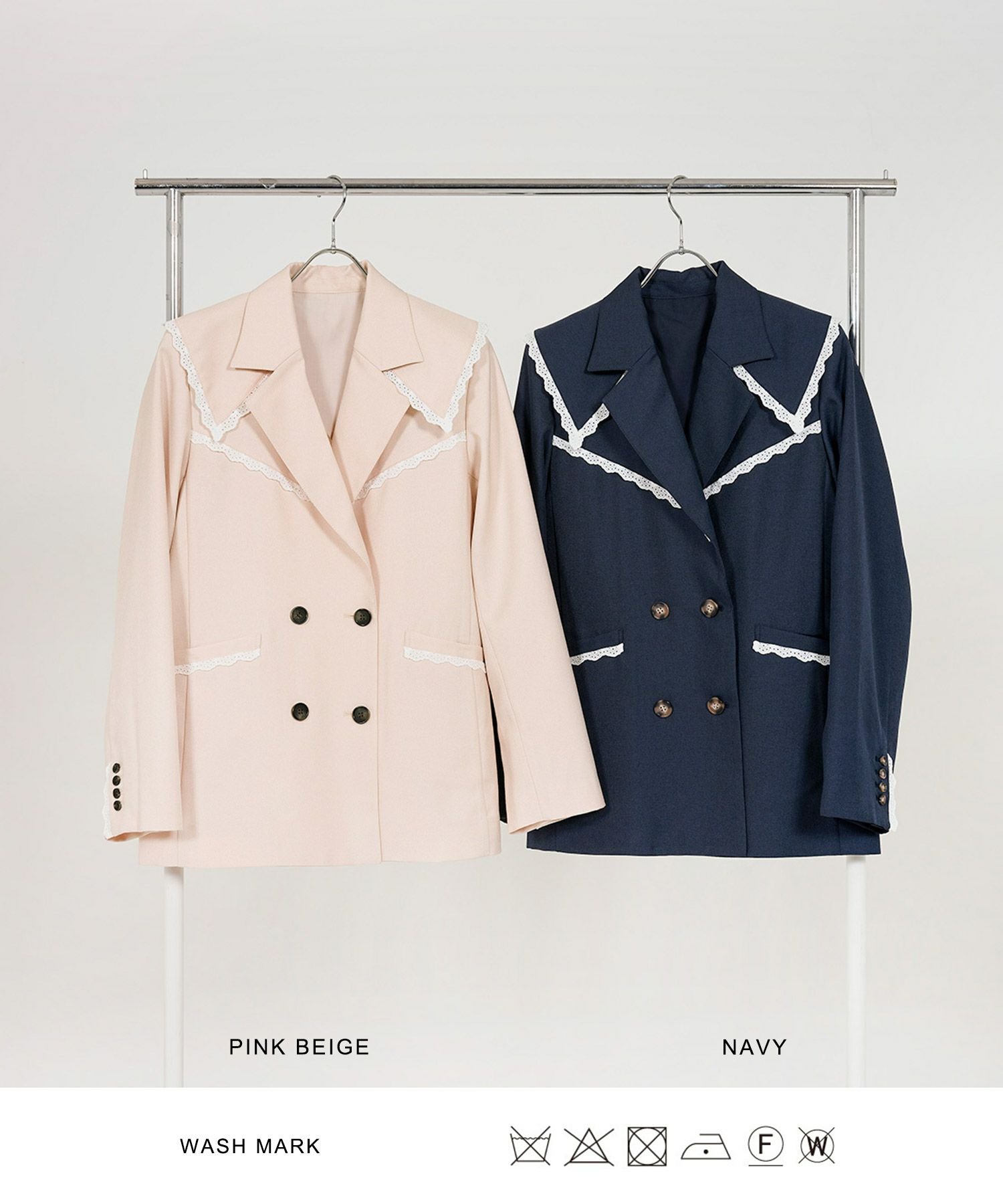 レース付き ダブルブレストジャケット TINA：JOJUN 全2色｜tnj211-0825