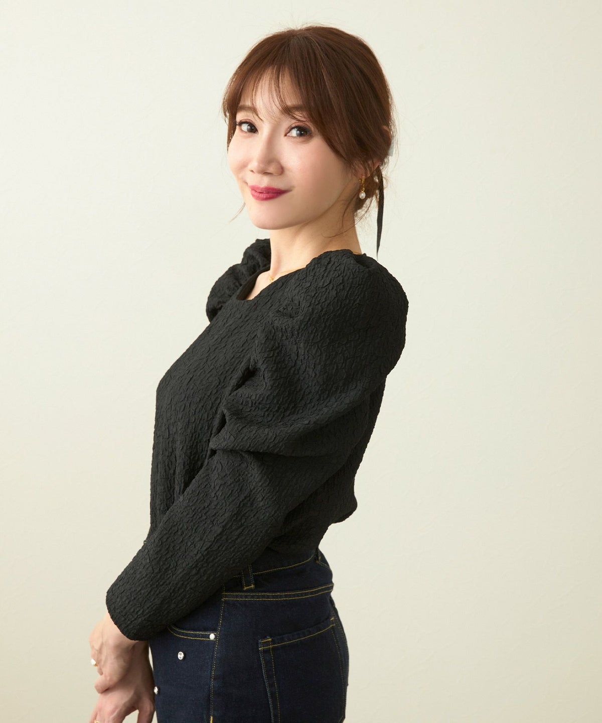 新色追加手洗い可日本製トップスレディースオフィスかわいいきれいめおしゃれ春白黒ジョイントスペース