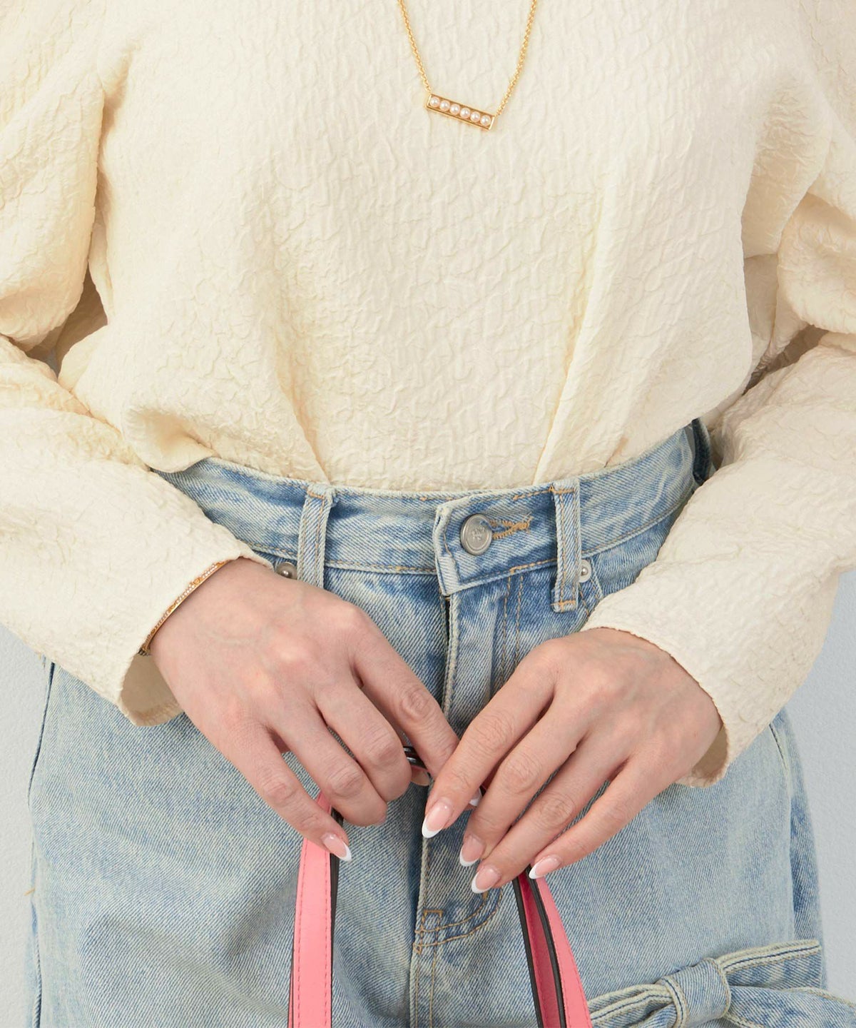 新色追加手洗い可日本製トップスレディースオフィスかわいいきれいめおしゃれ春白黒ジョイントスペース