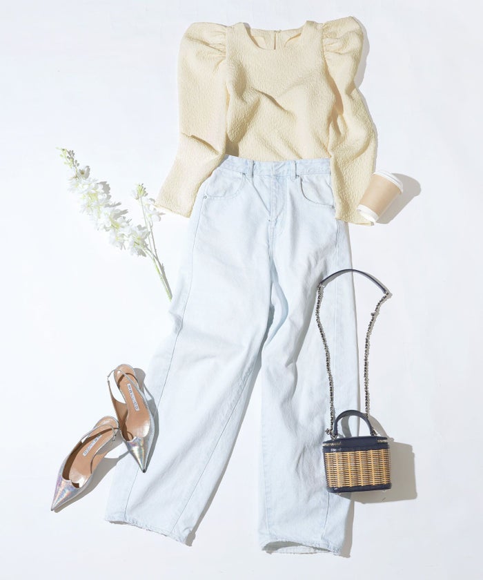 ブラウストップスレディースオフィスかわいいきれいめおしゃれ春白黒ジョイントスペース