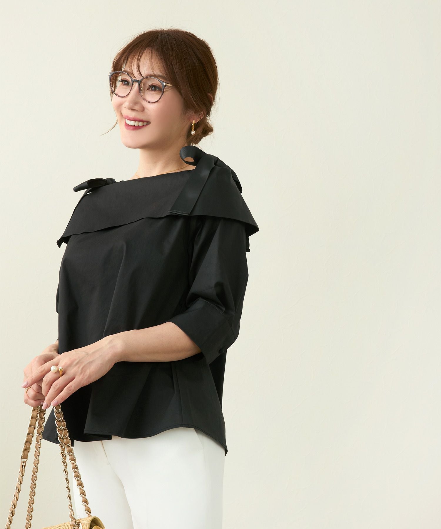 オフショルダー リボン ブラウス Liala×PG 全2色｜lpg811-1897【2