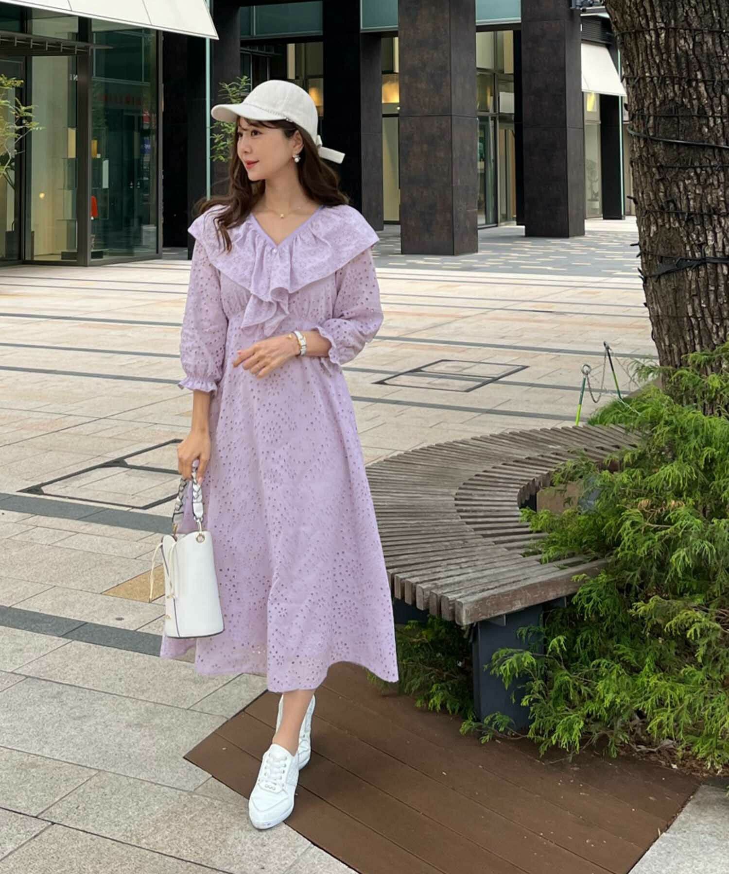 コットン レース フリル ワンピース le reve vaniller 全2色 ｜lvn311