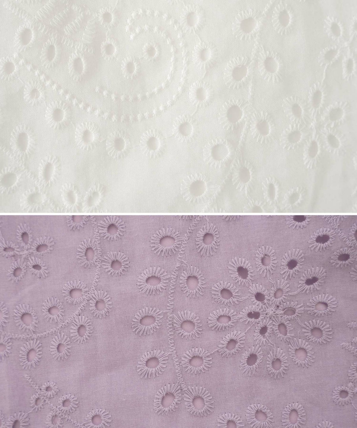 レディース/ワンピース/コットンワンピース/七分袖/フリル/ラッフルカラー/花柄/ホワイト/ラベンダー/春/夏/秋/リゾート/海/エレガント/カジュアル/フェミニン/上品/20代/30代