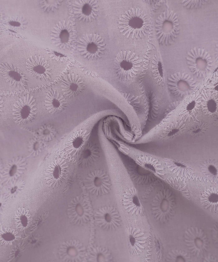 レディース/ワンピース/コットンワンピース/七分袖/フリル/ラッフルカラー/花柄/ホワイト/ラベンダー/春/夏/秋/リゾート/海/エレガント/カジュアル/フェミニン/上品/20代/30代