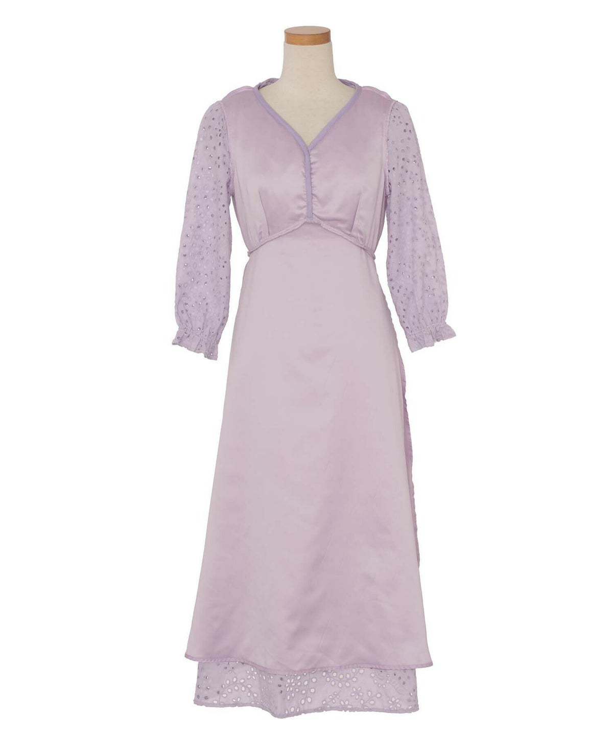 レディース/ワンピース/コットンワンピース/七分袖/フリル/ラッフルカラー/花柄/ホワイト/ラベンダー/春/夏/秋/リゾート/海/エレガント/カジュアル/フェミニン/上品/20代/30代