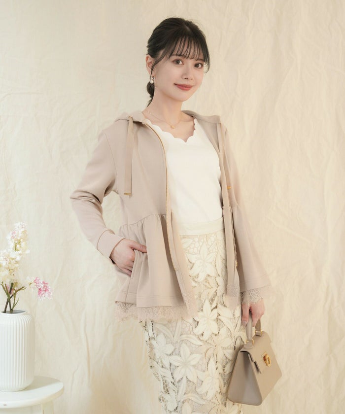 レディース/トップス/パーカー/フーディー/ショート丈/長袖/シンプル/配色/バイカラー/カジュアル/エレガント/フェミニン/上品/20代/30代/40代/10代/ピンクベージュ/ネイビー