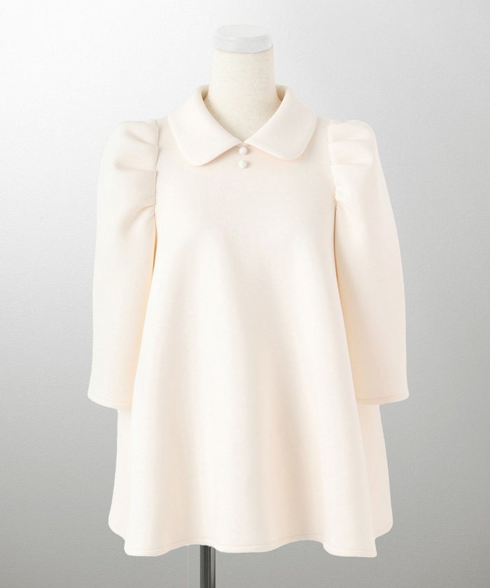 レディース/トップス/カットソー/ボンディング/襟付き/春/夏/秋/6分袖/杢グレー/アイボリー/ネイビー