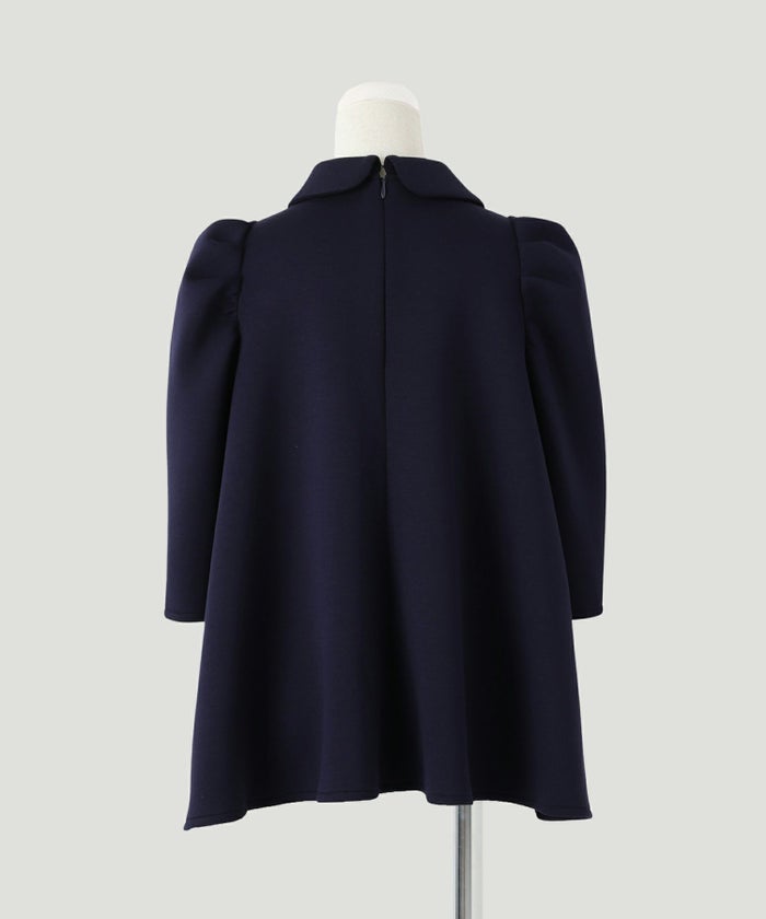 レディース/トップス/カットソー/ボンディング/襟付き/春/夏/秋/6分袖/杢グレー/アイボリー/ネイビー