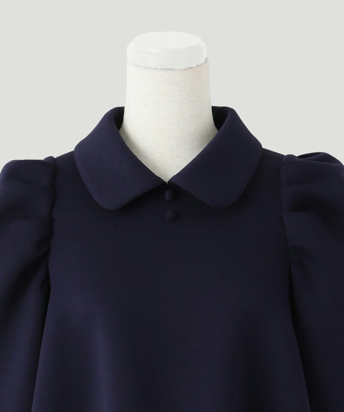 レディース/トップス/カットソー/ボンディング/襟付き/春/夏/秋/6分袖/杢グレー/アイボリー/ネイビー