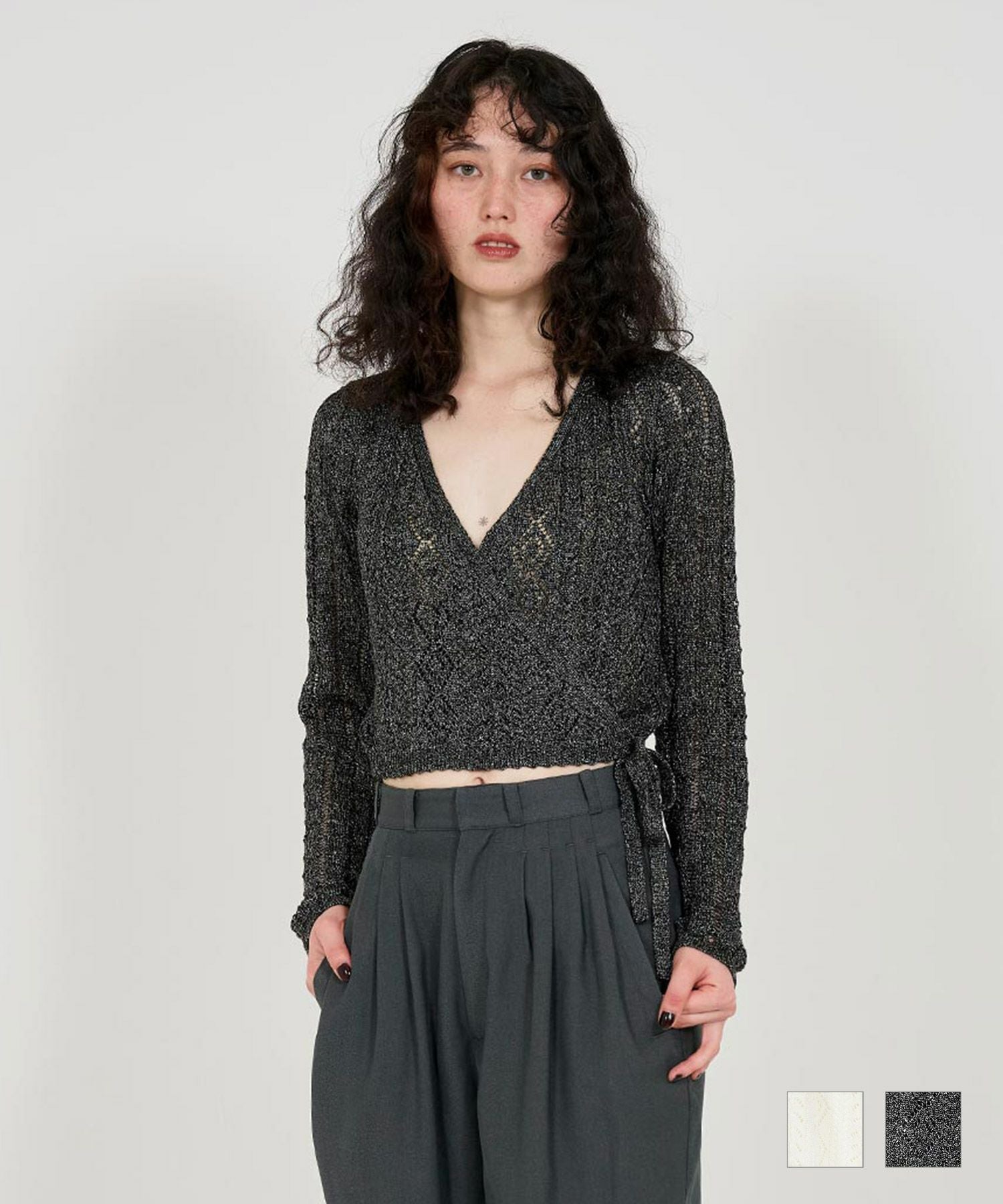 Special-Price-SALE 透かし編み カシュクールニット TINA：JOJUN 全2色