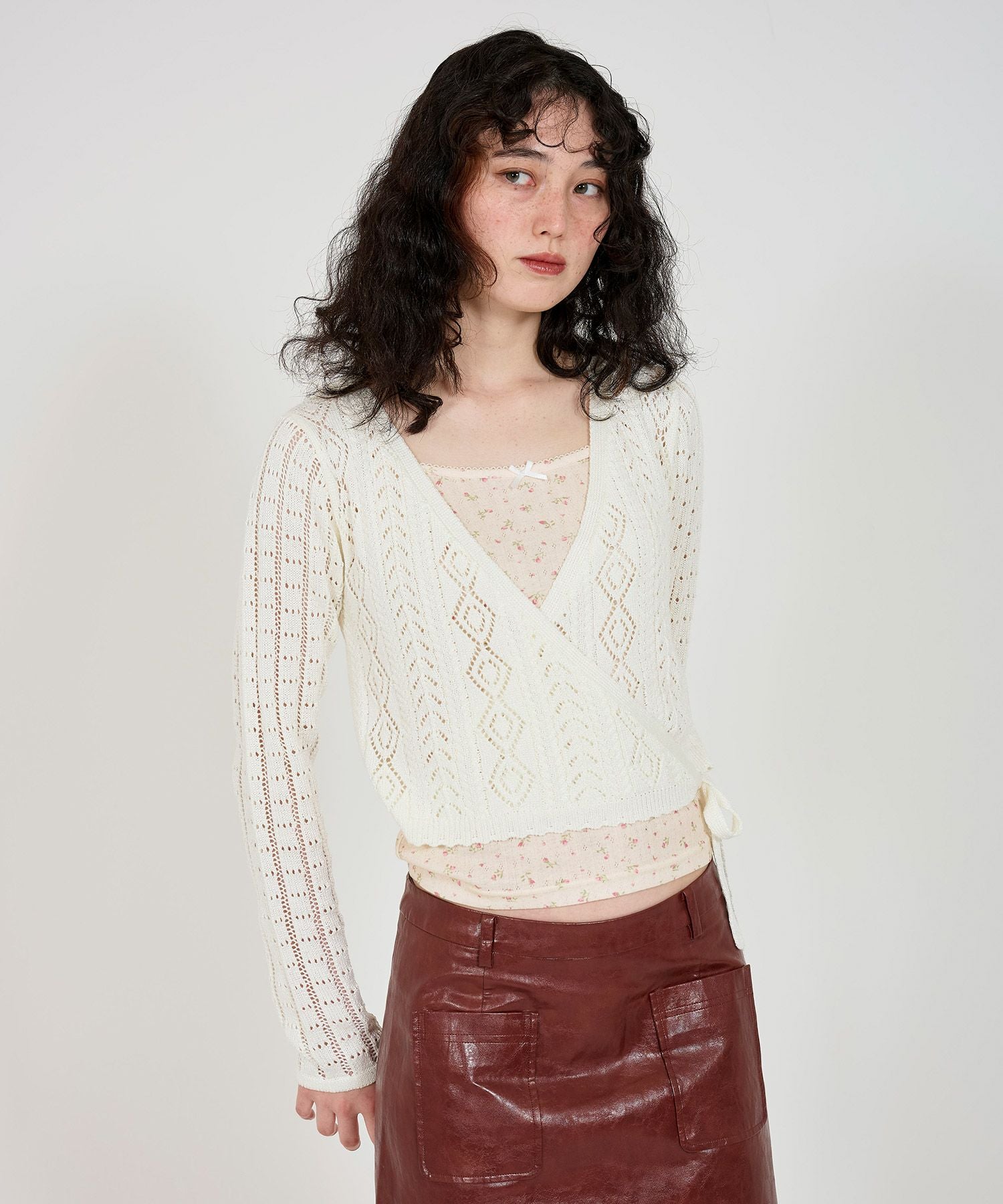 限定Price！SALE 透かし編み カシュクールニット TINA：JOJUN 全2色
