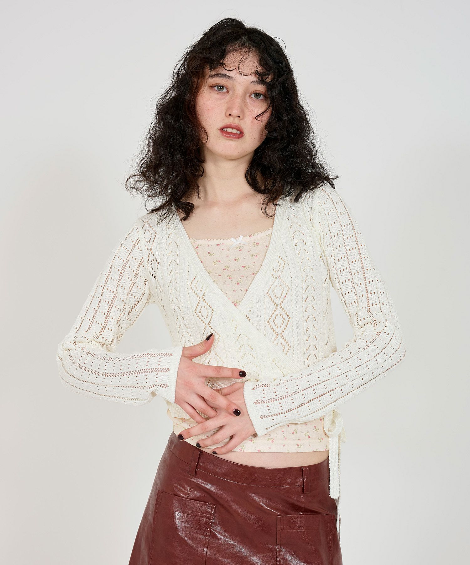 Special-Price-SALE 透かし編み カシュクールニット TINA：JOJUN 全2色