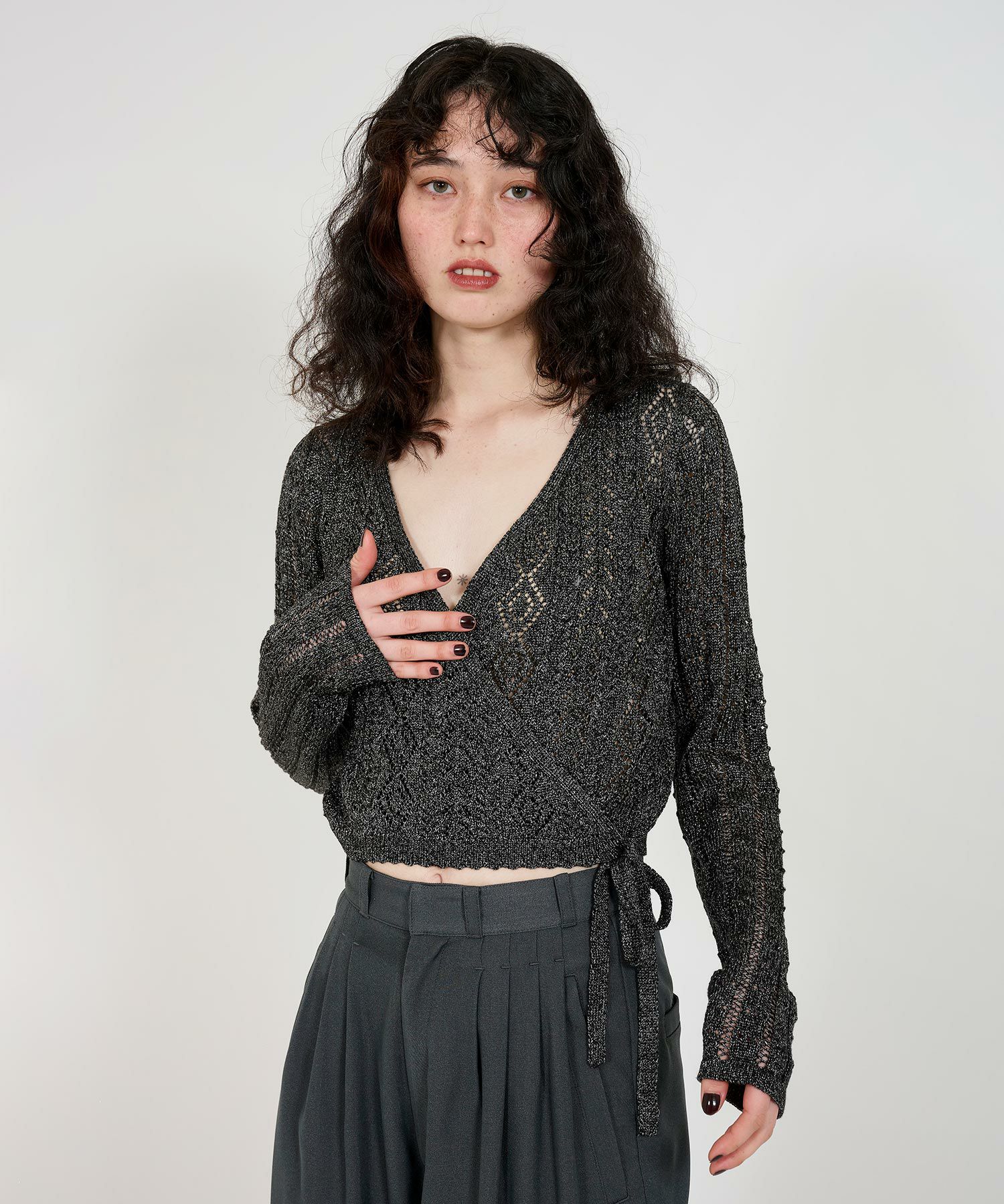 Special-Price-SALE 透かし編み カシュクールニット TINA：JOJUN 全2色