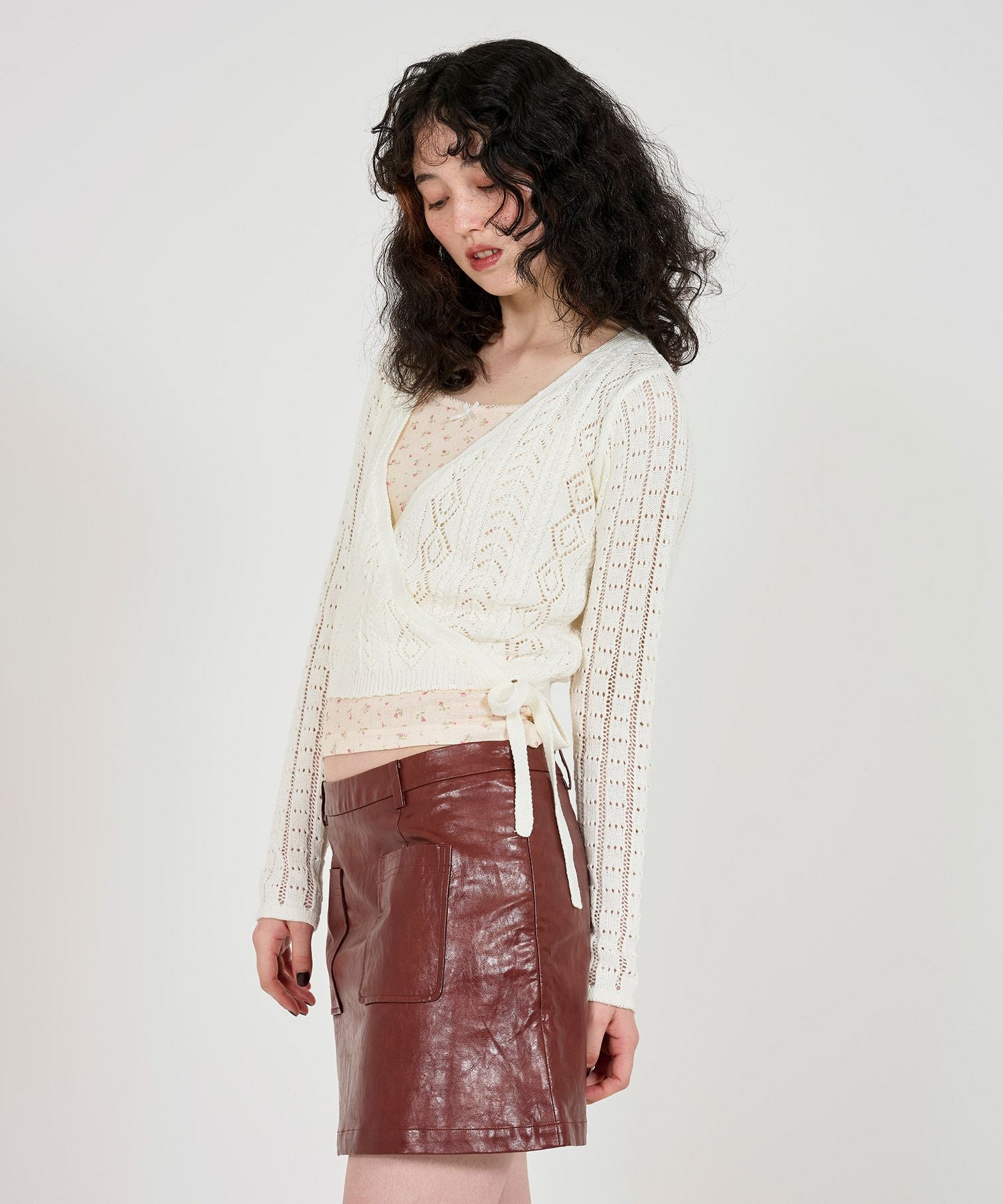 カシュクールニット＆レースロンT 限定Price！SALE 透かし編み カシュクールニット TINA：JOJUN 全2色