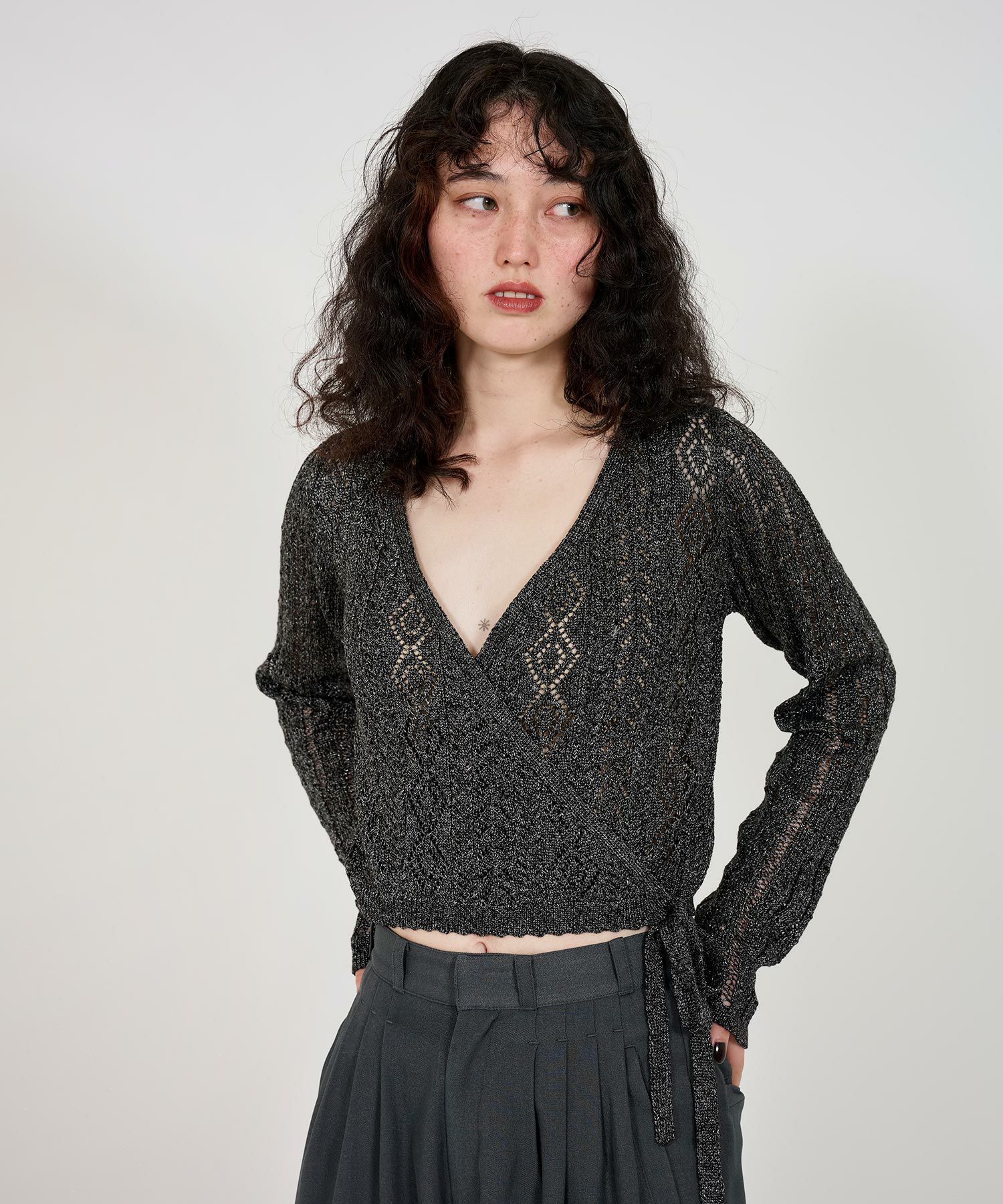 Special-Price-SALE 透かし編み カシュクールニット TINA：JOJUN 全2色