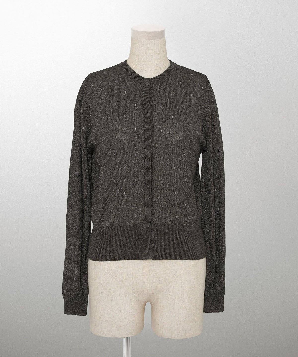 カーディガン/ドット柄/ラメ/シアーニット/カーディガン/チャコール/ハートホワイト/ハートブラック/ライトグレー/ホワイト/ネイビー/ブラック/S/M