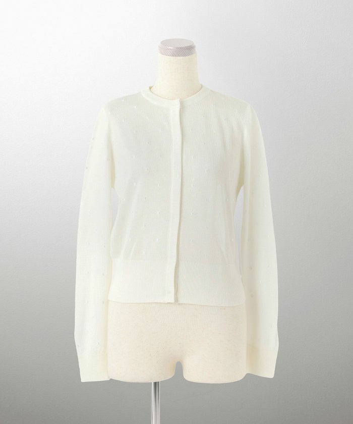 カーディガン/ドット柄/ラメ/シアーニット/カーディガン/チャコール/ハートホワイト/ハートブラック/ライトグレー/ホワイト/ネイビー/ブラック/S/M