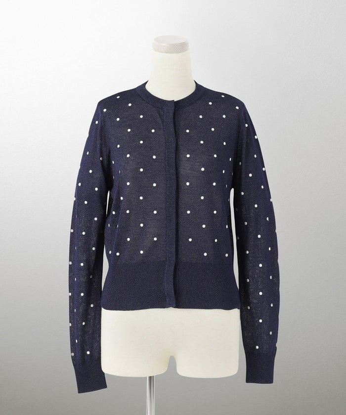 カーディガン/ドット柄/ラメ/シアーニット/カーディガン/チャコール/ハートホワイト/ハートブラック/ライトグレー/ホワイト/ネイビー/ブラック/S/M