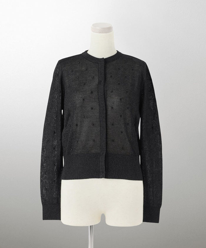 カーディガン/ドット柄/ラメ/シアーニット/カーディガン/チャコール/ハートホワイト/ハートブラック/ライトグレー/ホワイト/ネイビー/ブラック/S/M