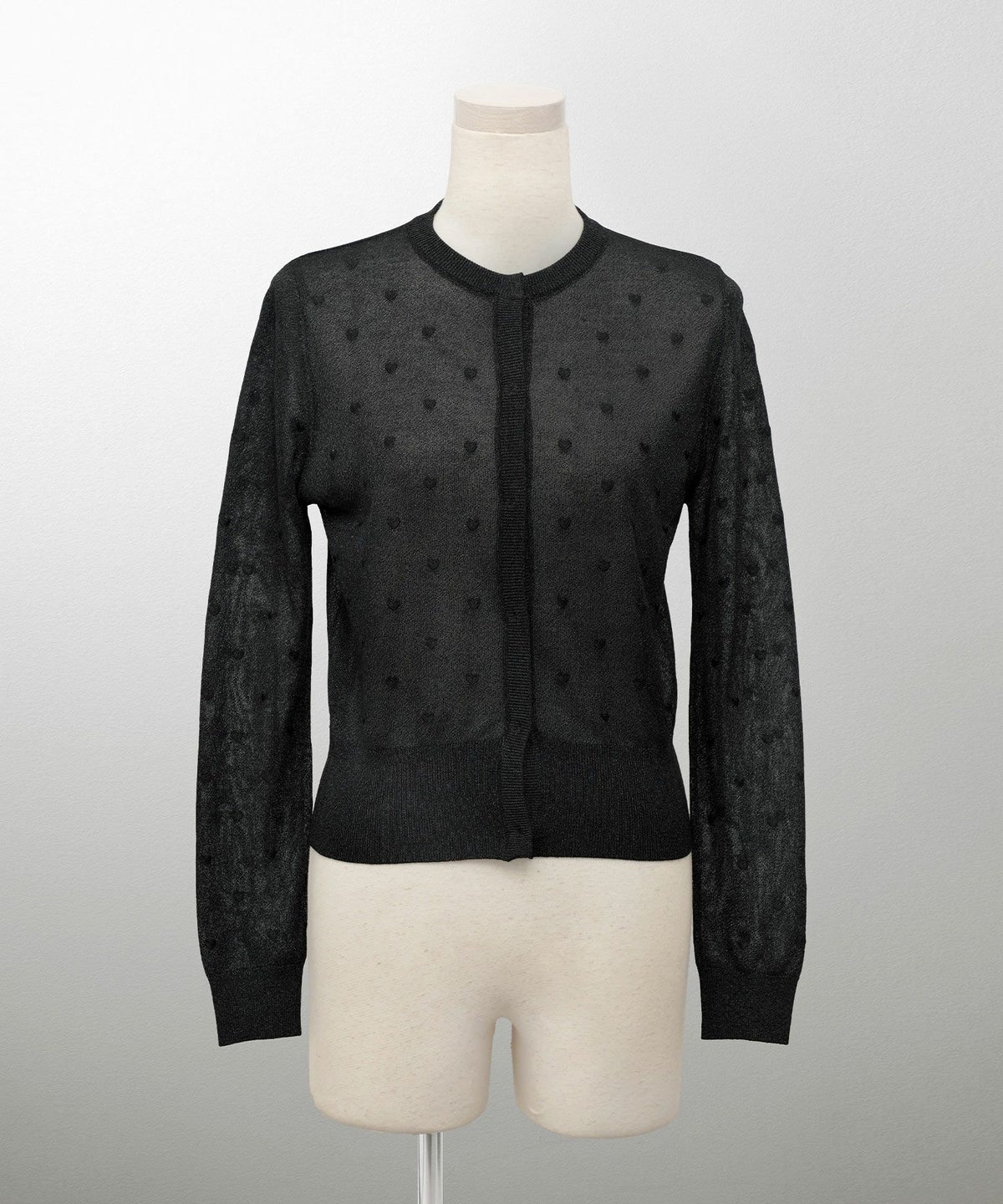 カーディガン/ドット柄/ラメ/シアーニット/カーディガン/チャコール/ハートホワイト/ハートブラック/ライトグレー/ホワイト/ネイビー/ブラック/S/M