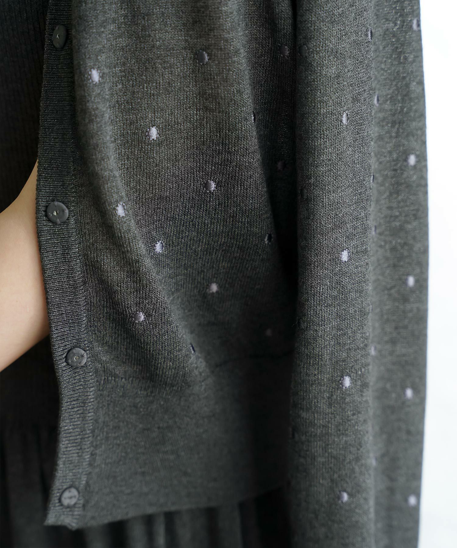 ドット柄 ラメ シアーニット カーディガン