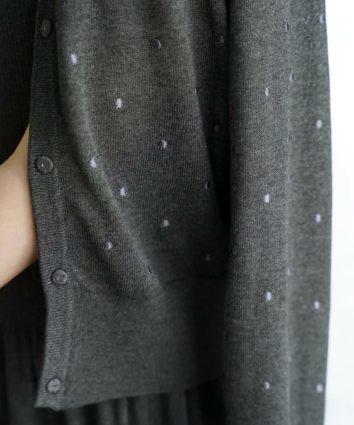 カーディガン/ドット柄/ラメ/シアーニット/カーディガン/チャコール/ハートホワイト/ハートブラック/ライトグレー/ホワイト/ネイビー/ブラック/S/M