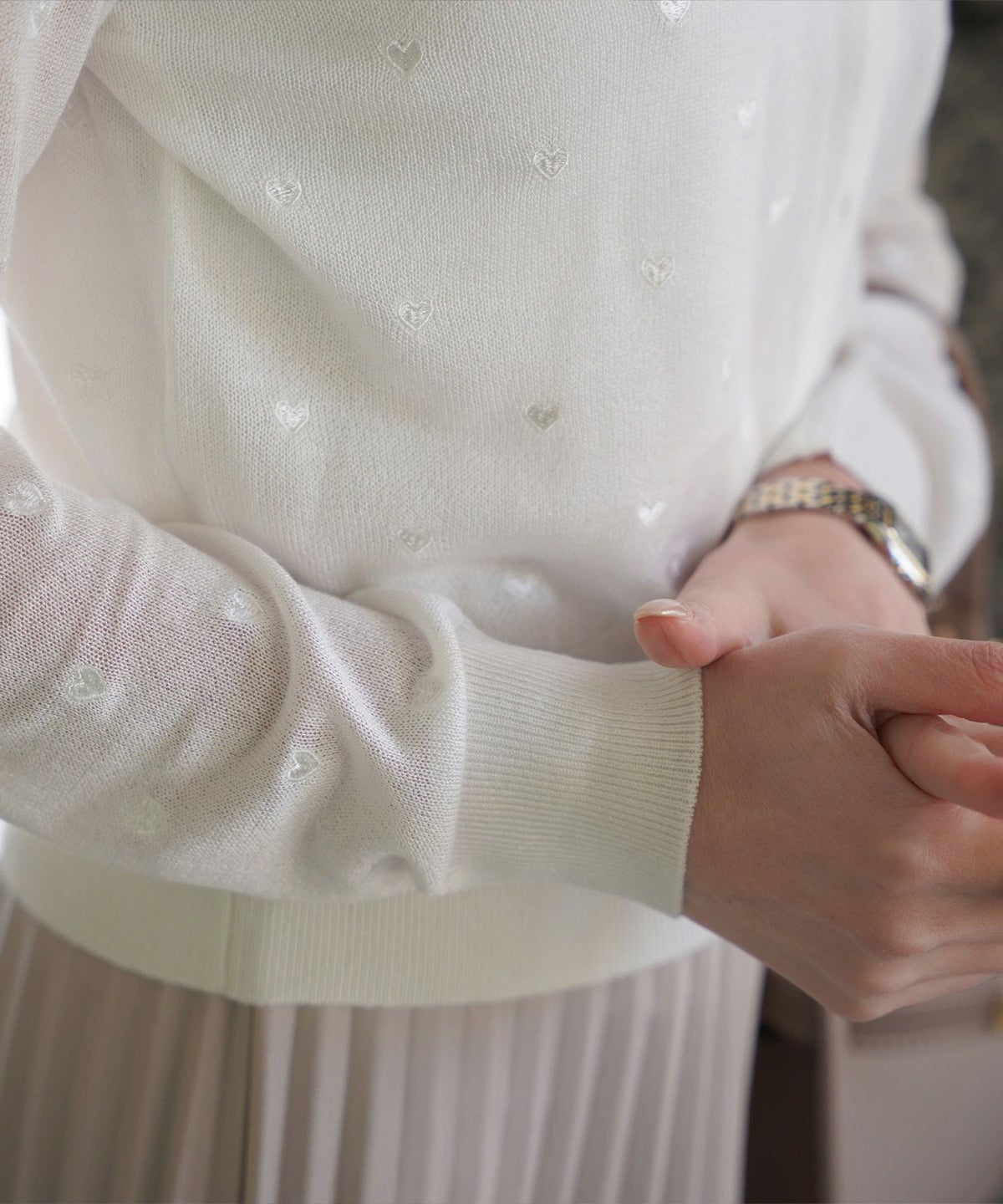 カーディガン/ドット柄/ラメ/シアーニット/カーディガン/チャコール/ハートホワイト/ハートブラック/ライトグレー/ホワイト/ネイビー/ブラック/S/M