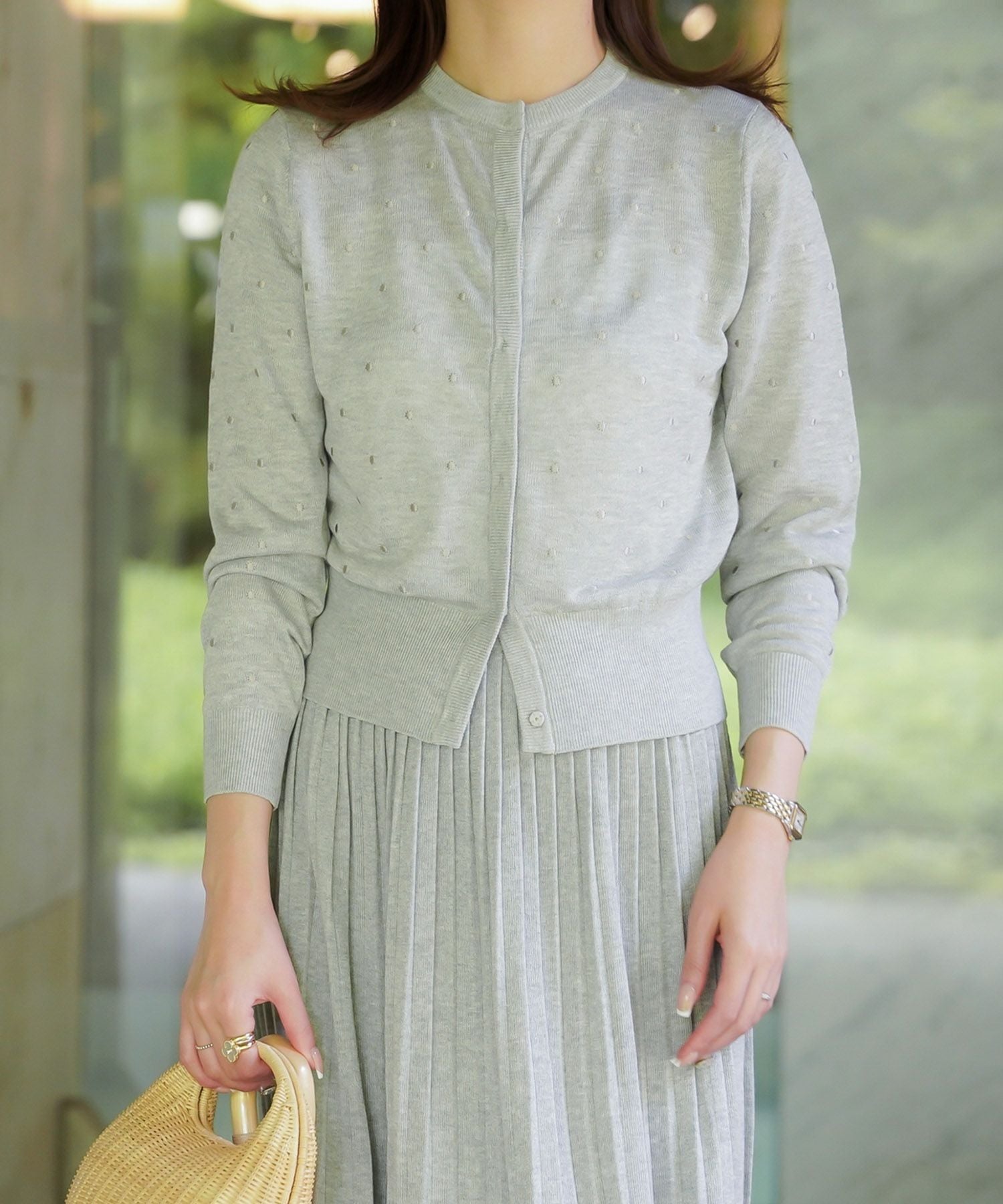 ドット柄 ラメ シアーニット カーディガン HUIT 全7色｜hit421-0108【13】