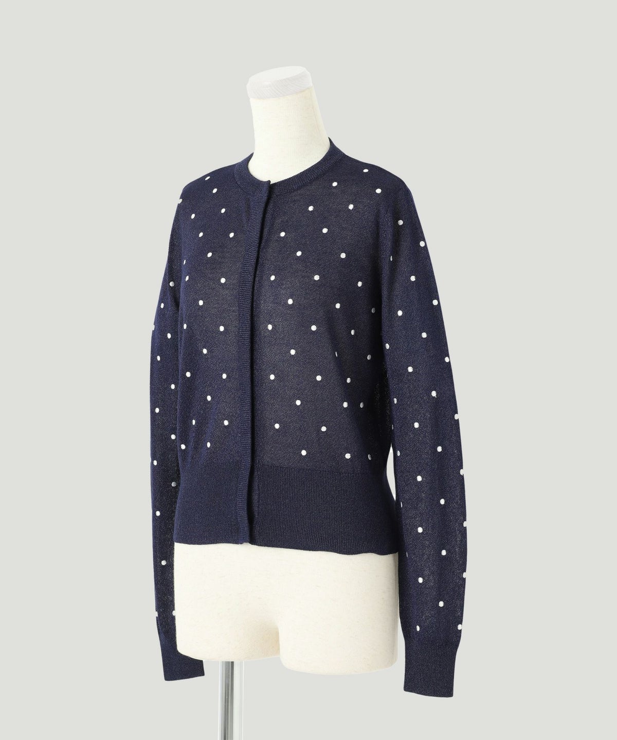 カーディガン/ドット柄/ラメ/シアーニット/カーディガン/ハートホワイト/ハートブラック/ライトグレー/ホワイト/ネイビー/ブラック/S/M