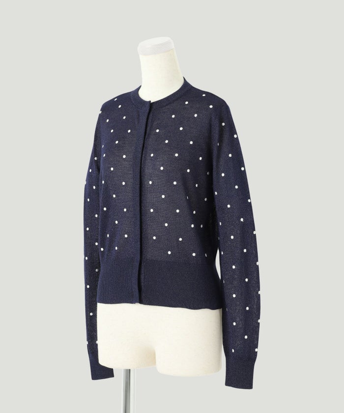 カーディガン/ドット柄/ラメ/シアーニット/カーディガン/ハートホワイト/ハートブラック/ライトグレー/ホワイト/ネイビー/ブラック/S/M