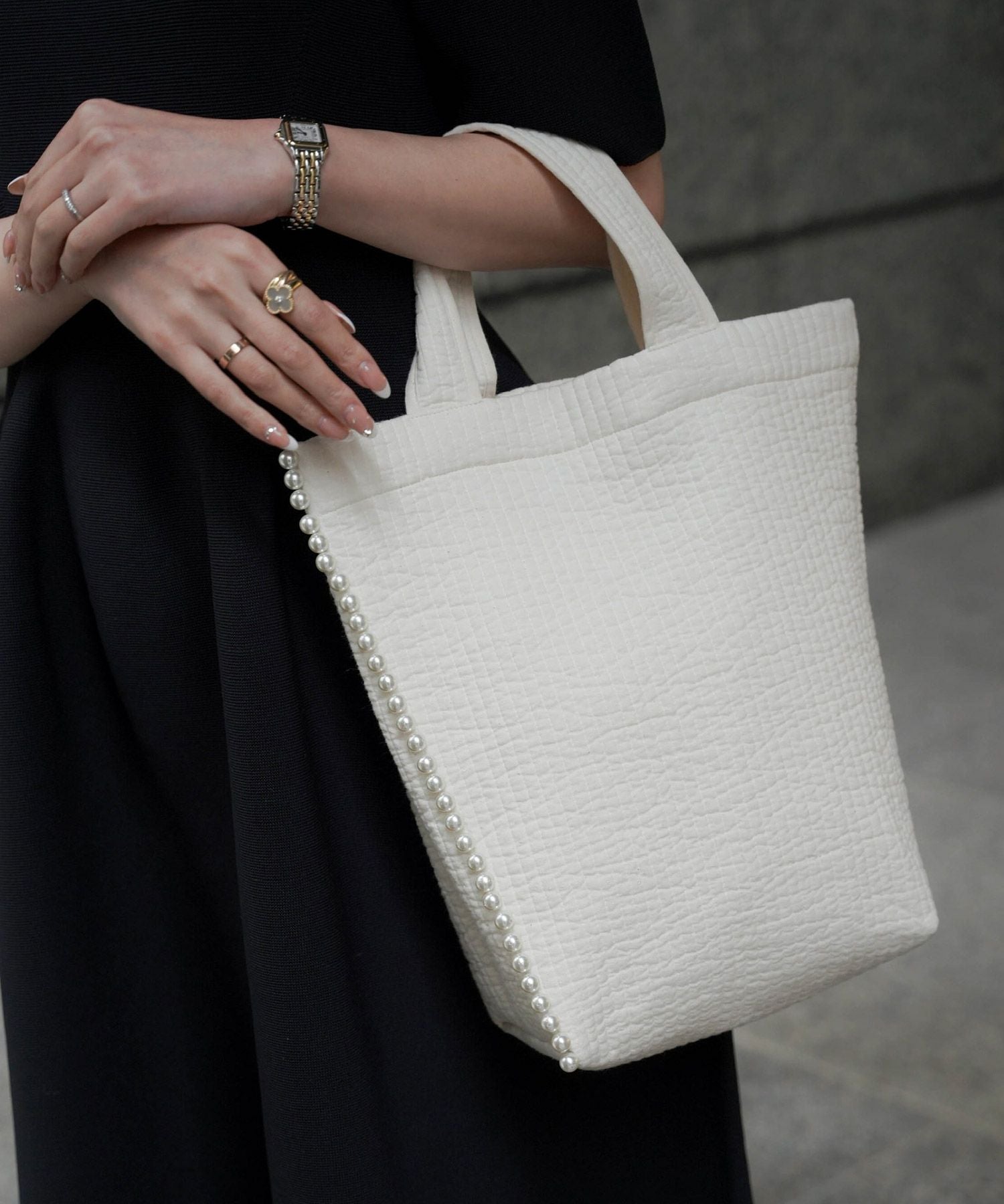 縦長 パール トリム ヌビ バッグ HUIT 全4色｜hit912-0122【11