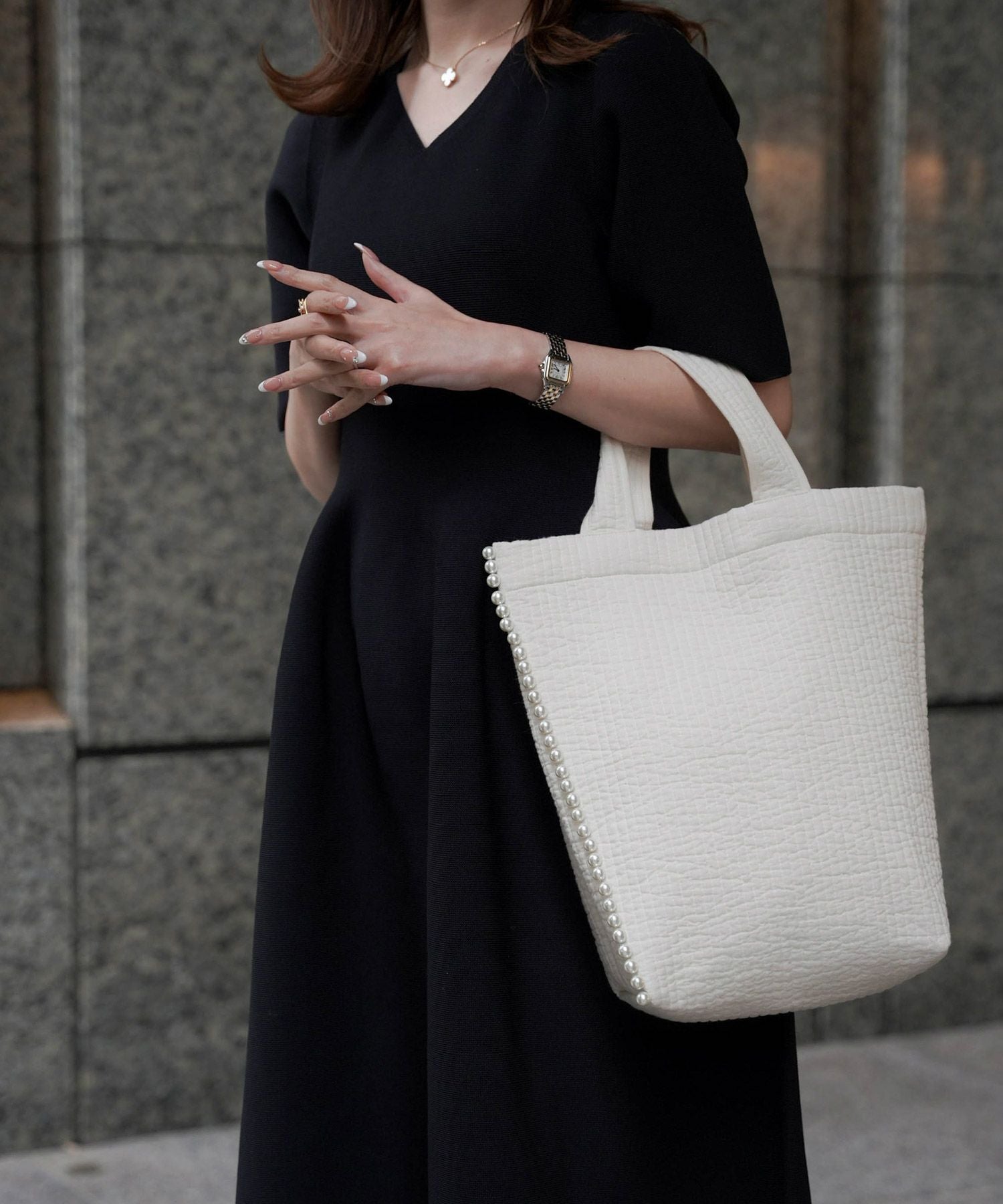 縦長 パール トリム ヌビ バッグ HUIT 全4色｜hit912-0122【11