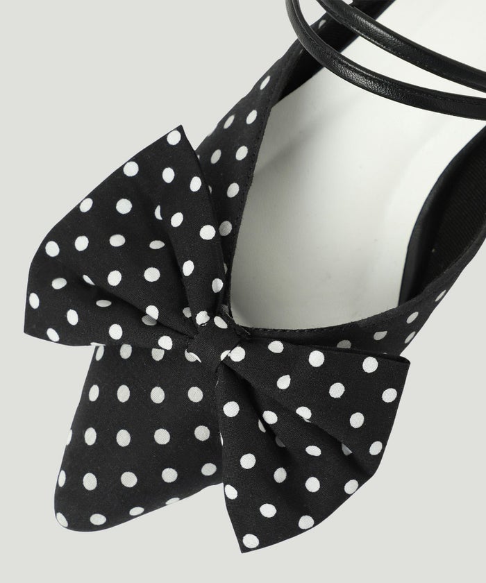 ミュール/セレクト/2way/リボン/ミュール/アイボリー/ブラック/ドット/S/M/L/LL/春/夏