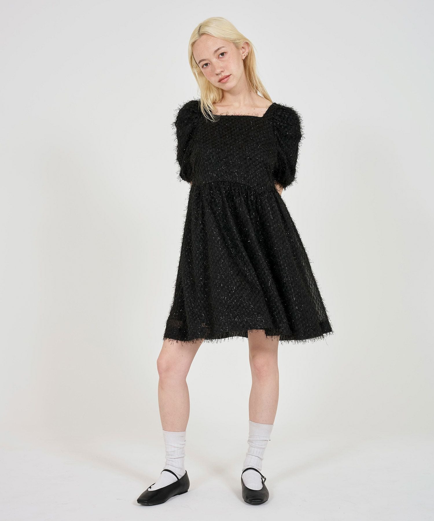 ラメシャギー ミニワンピース TINA：JOJUN 全2色｜tnj311-0833【1