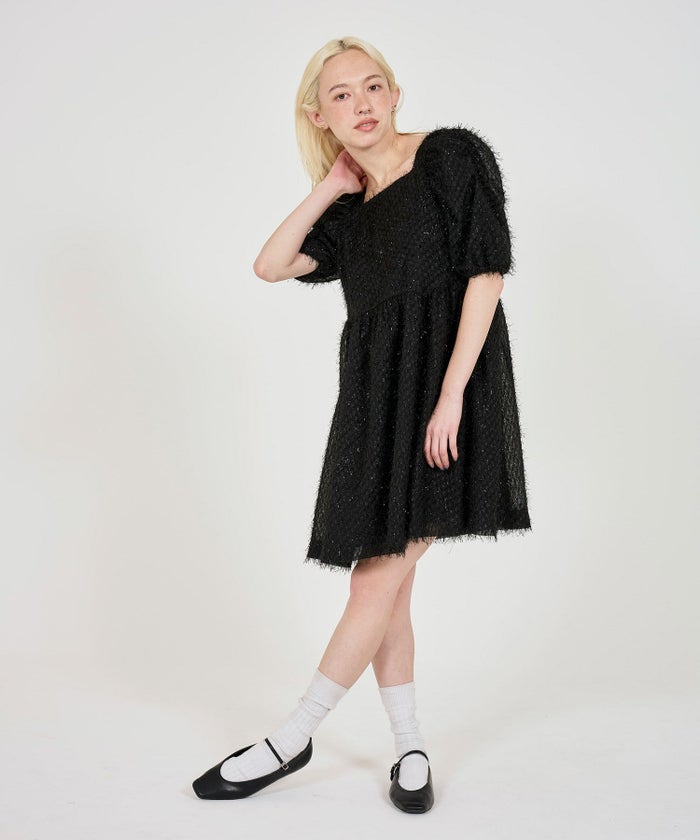 ワンピース/ミニワンピース/ミニ丈/シャギー/ラメシャギー