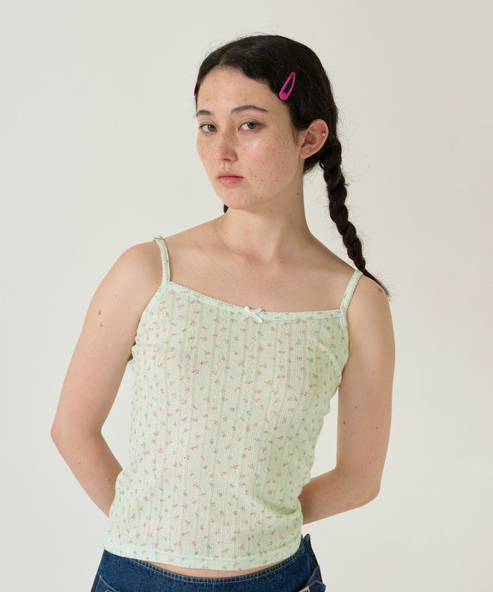 トップス/キャミソール/小花柄/レース