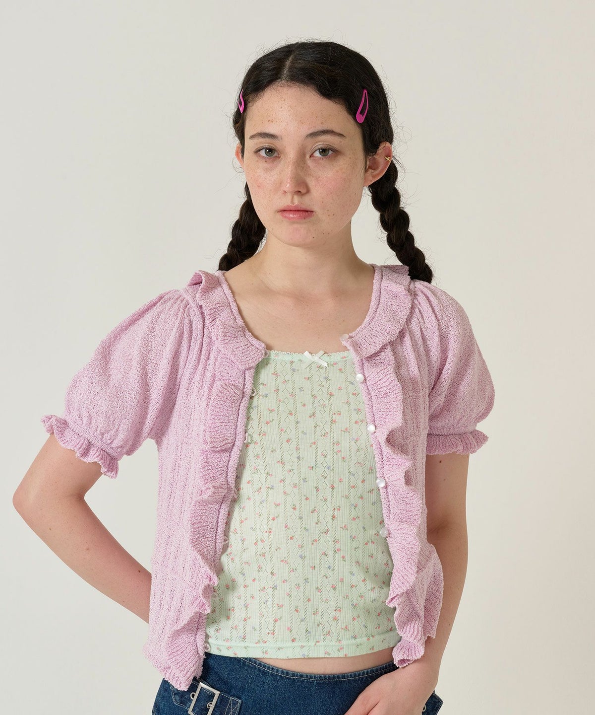 トップス/キャミソール/小花柄/レース