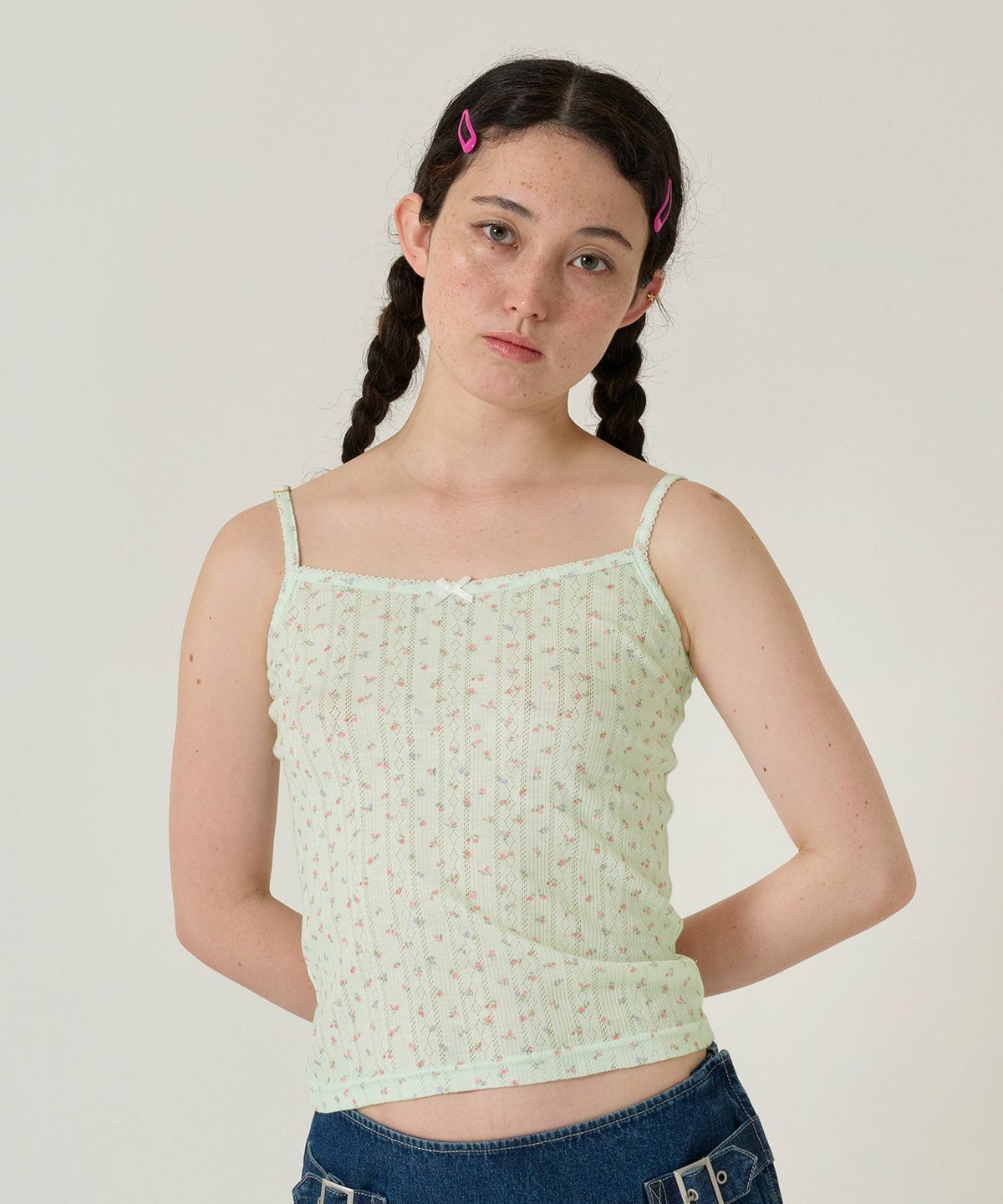 トップス/キャミソール/小花柄/レース