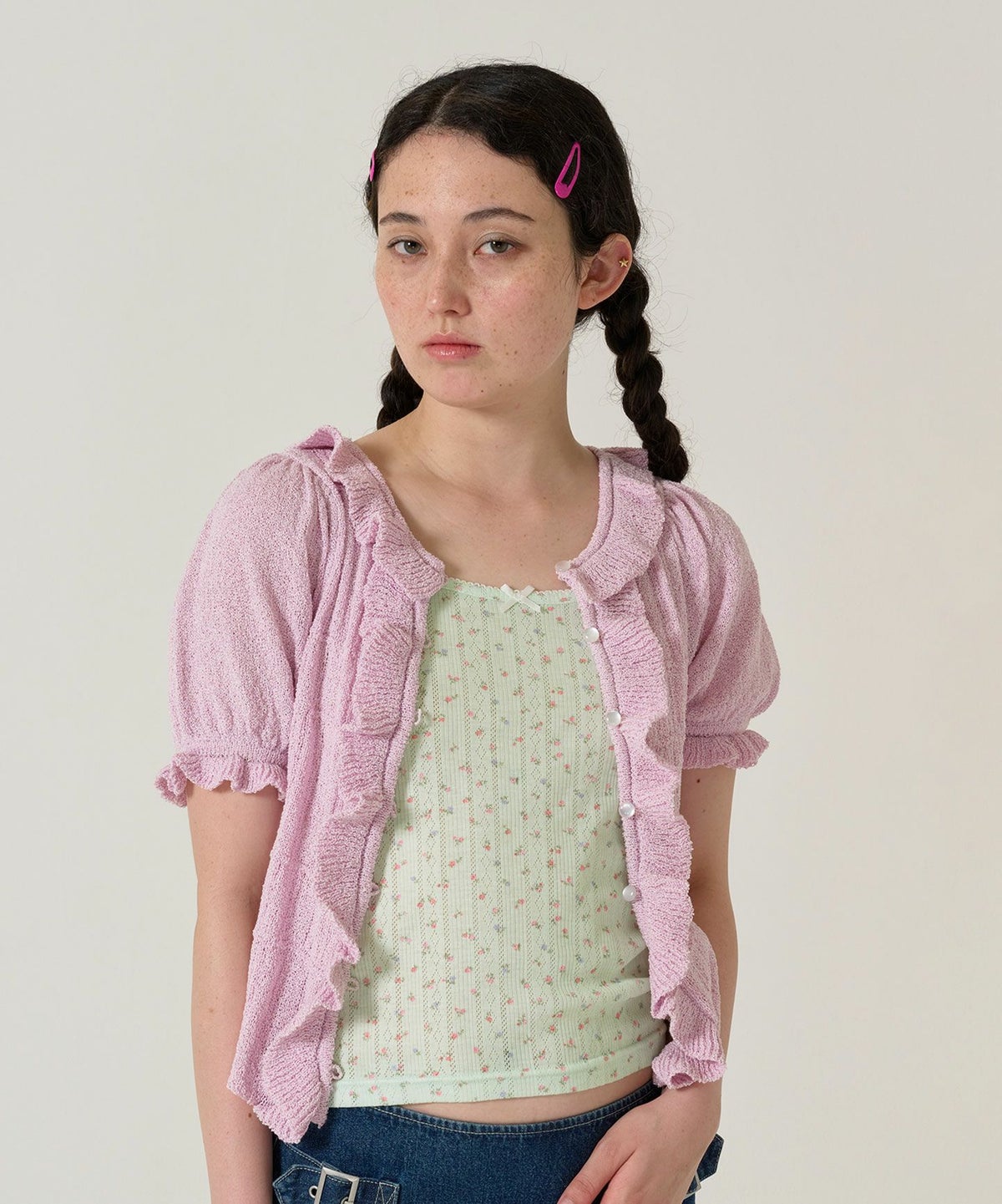 トップス/キャミソール/小花柄/レース