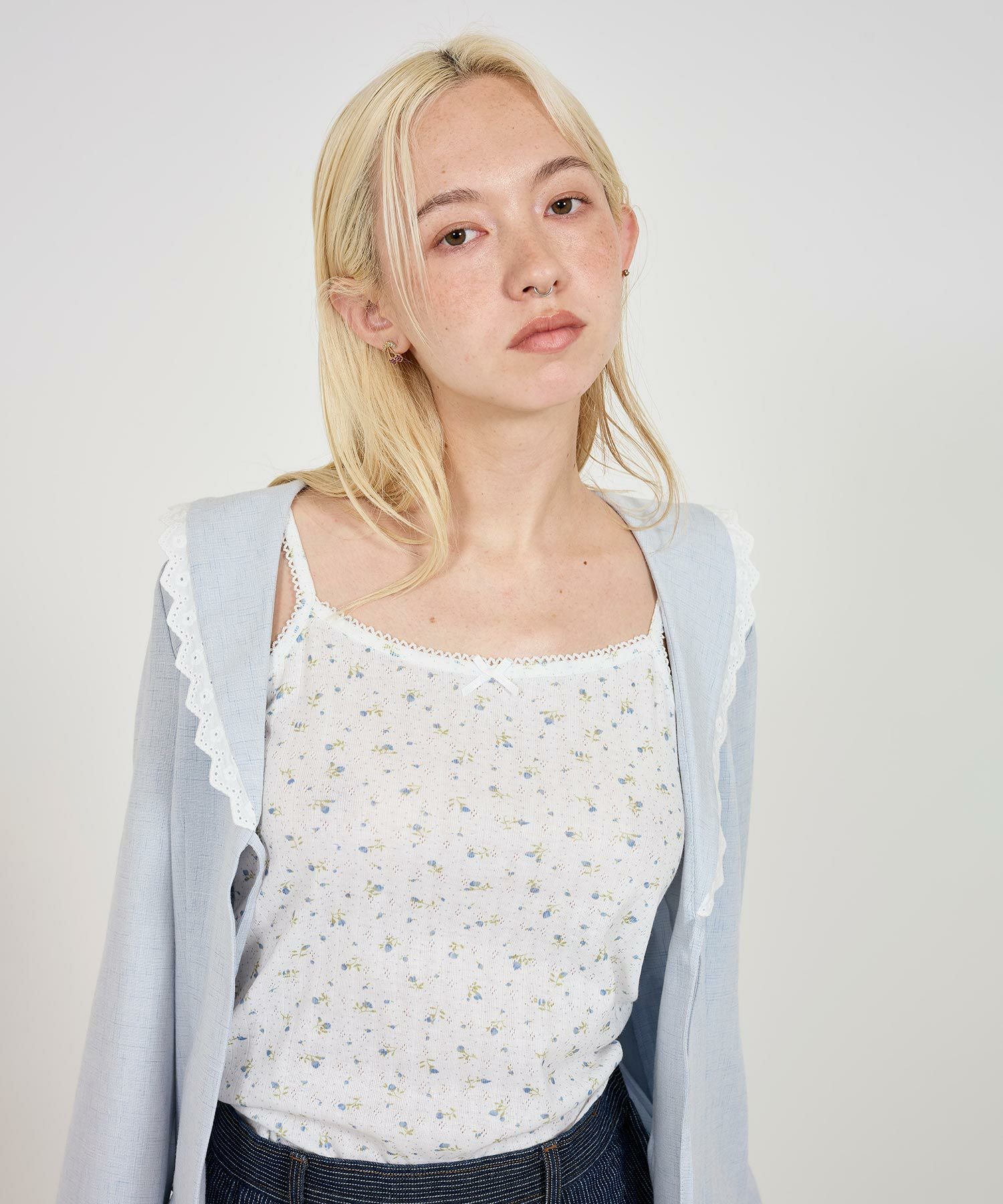 6/上旬頃発送予定！小花柄 レース付きキャミソール TINA：JOJUN 全4色