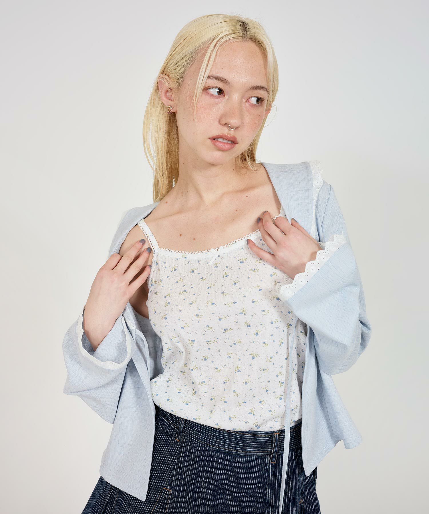 6/上旬頃発送予定！小花柄 レース付きキャミソール TINA：JOJUN 全4色