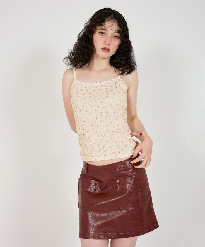 トップス/キャミソール/小花柄/レース