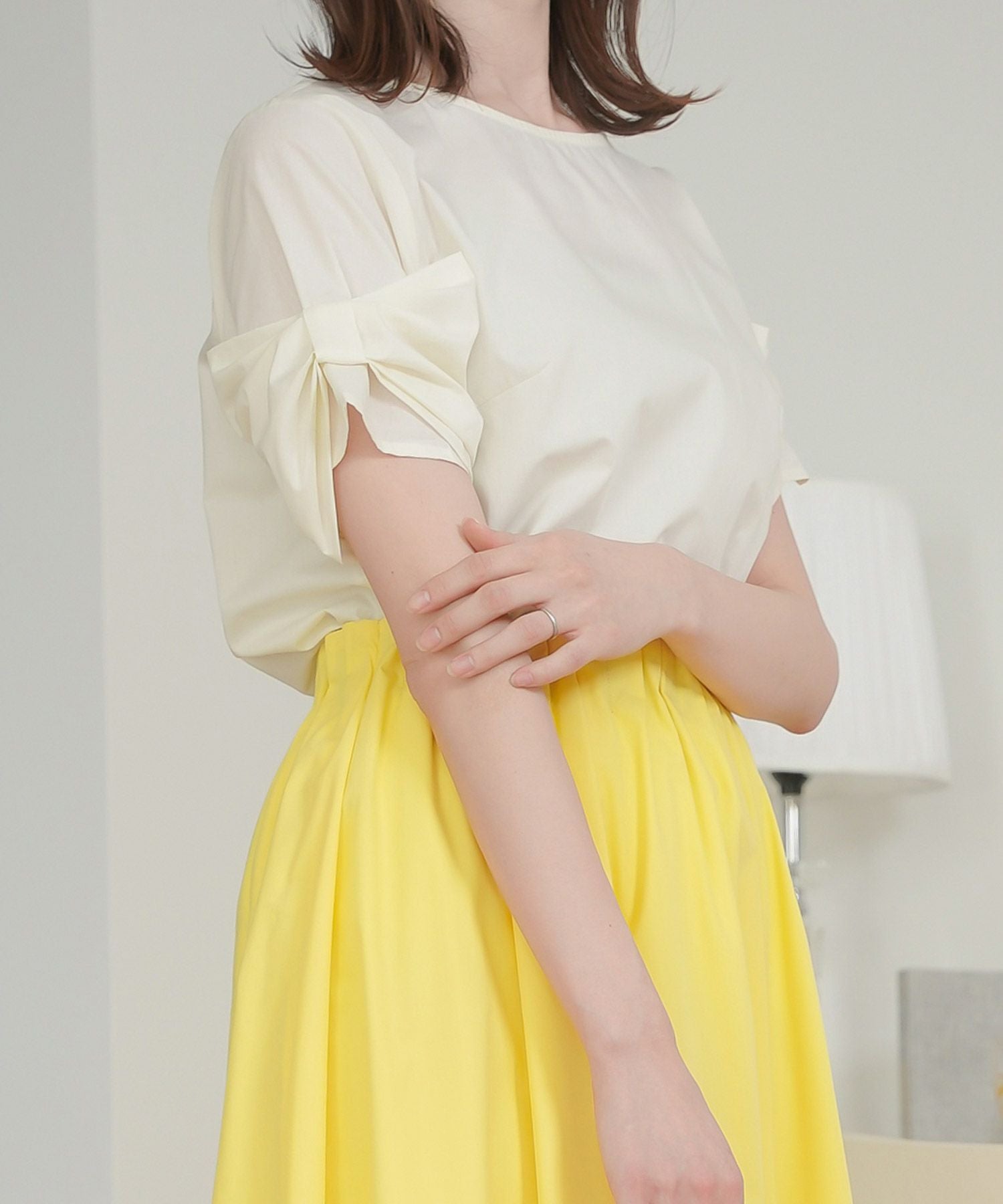 UVカット ＆ イージーケア スリーブ リボン ブラウス Prima Scherrer