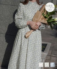 ワンピース スタンドカラー シャツ ピンク イエロー ブルー S M スタンドカラー シャツ ワンピース Made with Liberty Fabric HUIT