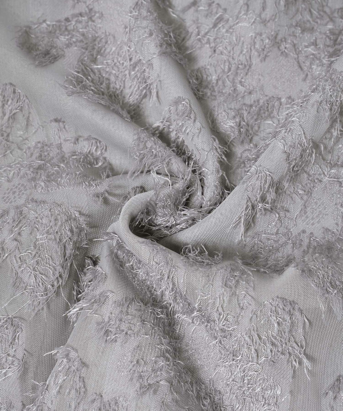 ワンピース/フリンジ/カットジャカード/ロング丈/フレアスリーブ/ベージュ/グレー/M